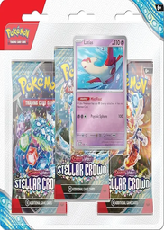 [MT-0-1138-1-1-1-1-1] Pokémon TCG: Stellar Crown Paquete de 3 (3 paquetes de refuerzo y tarjeta promocional de aluminio)